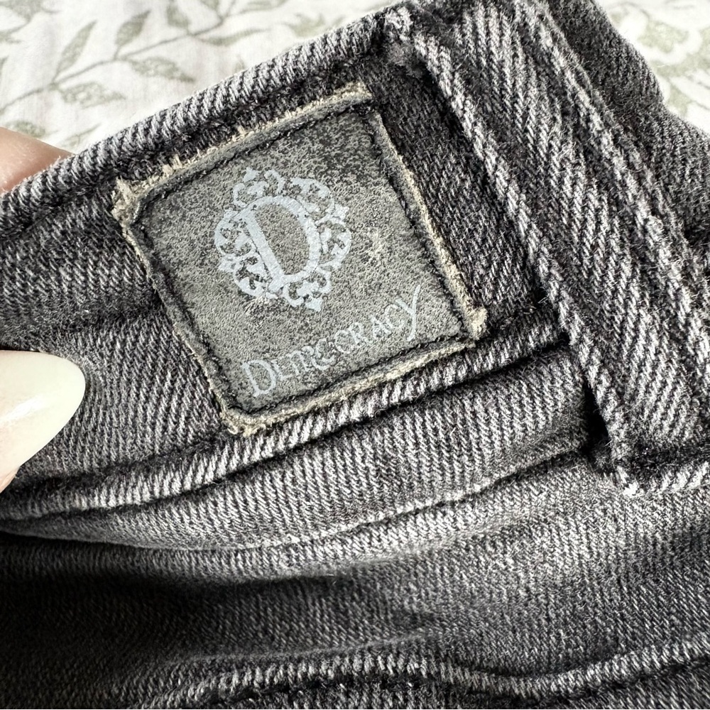Democracy size 6 Grey High Rise Straight Leg Cropped Black Jeans Tiny Rinestones - Picture 5 of 12